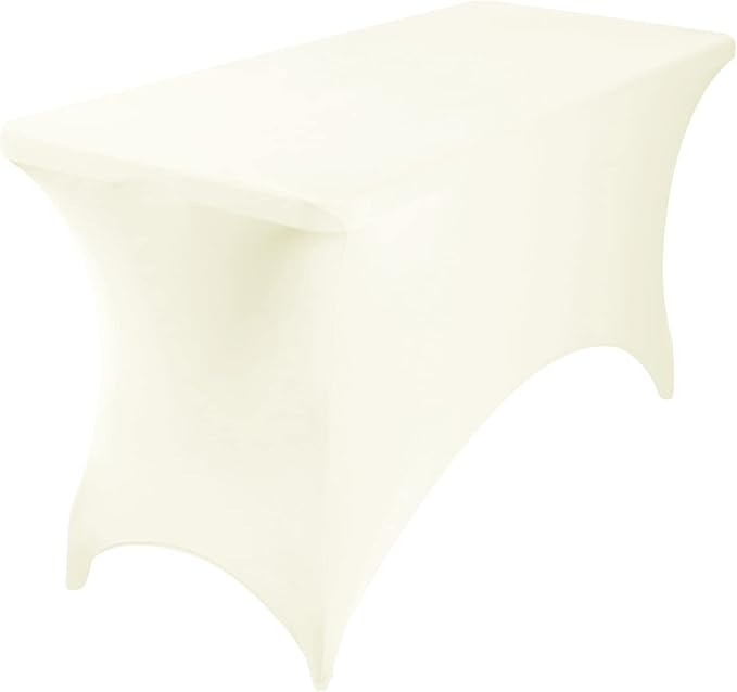 2Pack Spandex Waterproof Table Covers 4ft,Spandex 4ft Waterproof Table Cover for Party,Wedding, Banquet, and Events(Ivory)