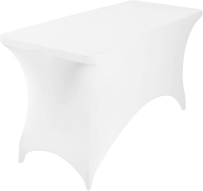 2Pack Spandex Waterproof Table Covers 4ft,Spandex 4ft Waterproof Table Cover for Party,Wedding, Banquet, and Events(White)