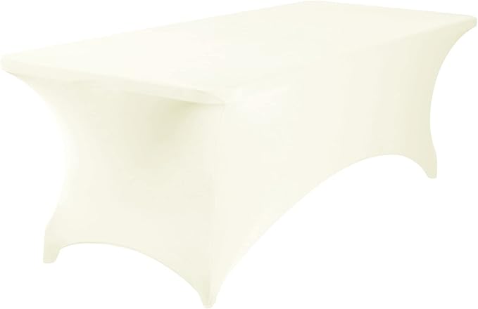 2Pack Spandex Waterproof Table Covers 8ft,Spandex 8ft Waterproof Table Cover for Party,Wedding, Banquet, and Events(Ivory)