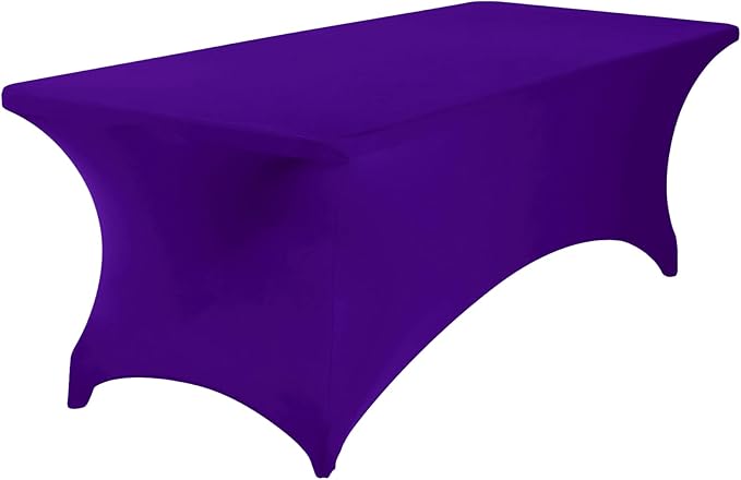 2Pack Spandex Waterproof Table Covers 8ft,Spandex 8ft Waterproof Table Cover for Party,Wedding, Banquet, and Events(Purple)