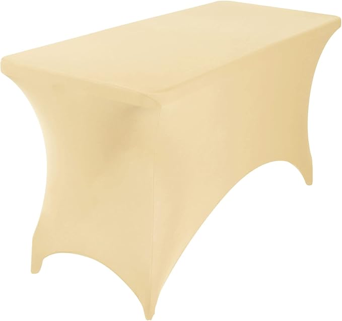 2Pack Spandex Waterproof Table Covers 4ft,Spandex 4ft Waterproof Table Cover for Party,Wedding, Banquet, and Events(Champagne)