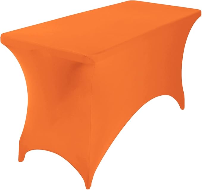 2Pack Spandex Waterproof Table Covers 4ft,Spandex 4ft Waterproof Table Cover for Party,Wedding, Banquet, and Events(Orange)
