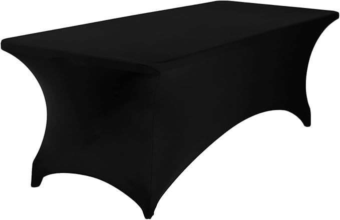 2Pack Spandex Waterproof Table Covers 8ft,Spandex 8ft Waterproof Table Cover for Party,Wedding, Banquet, and Events(Black)