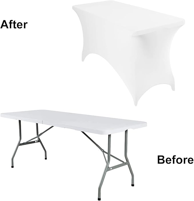 2Pack Spandex Waterproof Table Covers 4ft,Spandex 4ft Waterproof Table Cover for Party,Wedding, Banquet, and Events(White)