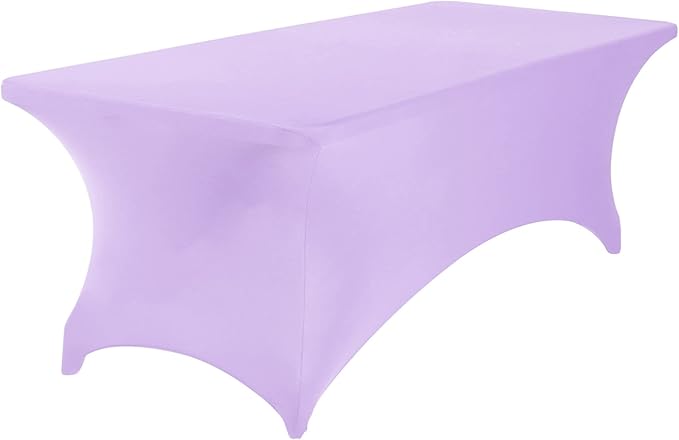 2Pack Spandex Waterproof Table Covers 8ft,Spandex 8ft Waterproof Table Cover for Party,Wedding, Banquet, and Events(Lavender)
