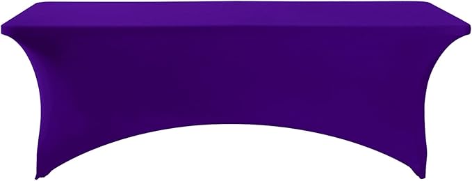 2Pack Spandex Table Cover for 8FT or 4ft or 6ft Table Universal Fitted Stretch Tablecloth for Party, Banquet, Wedding and Events-Purple