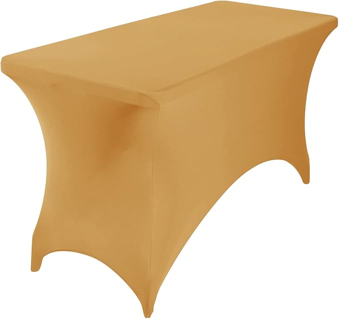 2Pack Spandex Waterproof Table Covers 4ft,Spandex 4ft Waterproof Table Cover for Party,Wedding, Banquet, and Events(Gold)