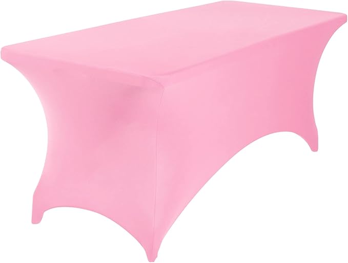 2Pack Spandex Waterproof Table Covers 6ft,Spandex 6ft Waterproof Table Cover for Party,Wedding, Banquet, and Events(Pink)