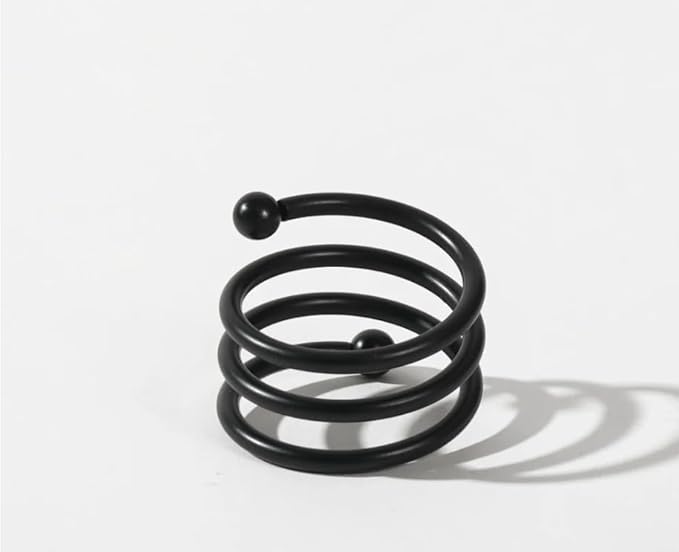 Heavy Duty Metal Napkin Ring Set of 12 – Black Powder Coated Round Spiral Shape, 2 x 2 x 1.25 Inches, Durable Iron Construction for Elegant Dining Table Decor – ALPHA Living HOME