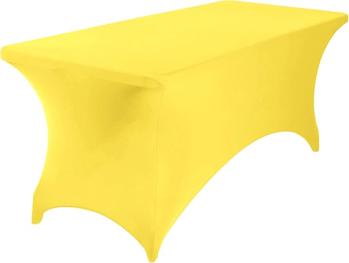 2Pack Spandex Waterproof Table Covers 6ft,Spandex 6ft Waterproof Table Cover for Party,Wedding, Banquet, and Events(Yellow)