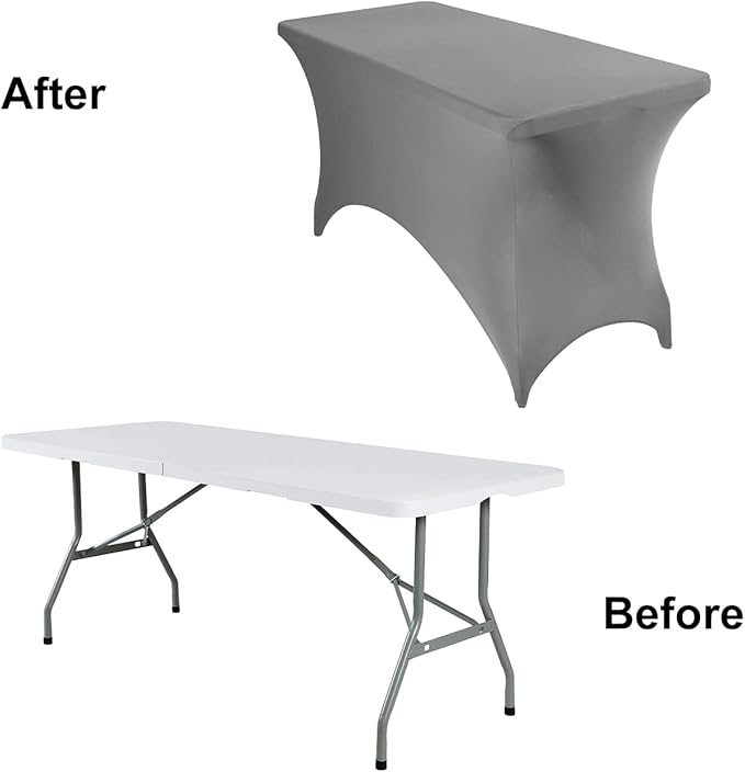 2Pack Spandex Waterproof Table Covers 4ft,Spandex 4ft Waterproof Table Cover for Party,Wedding, Banquet, and Events(Gary)