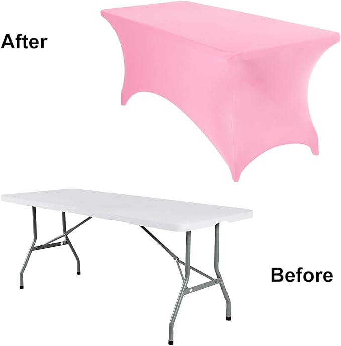 2Pack Spandex Waterproof Table Covers 6ft,Spandex 6ft Waterproof Table Cover for Party,Wedding, Banquet, and Events(Pink)
