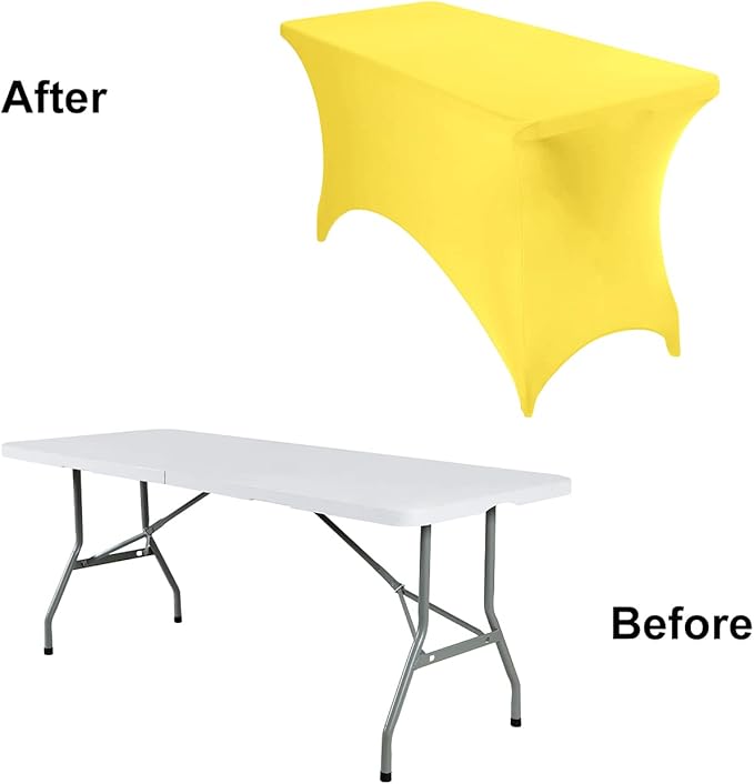 2Pack Spandex Waterproof Table Covers 4ft,Spandex 4ft Waterproof Table Cover for Party,Wedding, Banquet, and Events(Yellow)