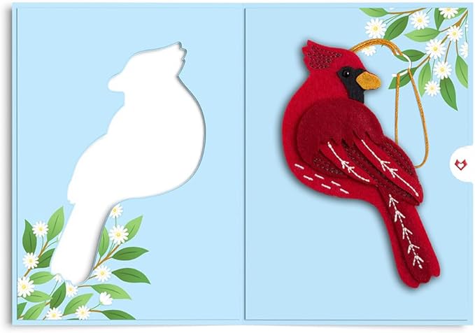 Lovepop Handmade Cheerful Cardinal HeartFelt Charm Card | Soft Felt Bird Keychain for Wallet, Handbag, Car Key, Home Decor | Ornaments, Bag Charms, Key Ring, Purse Accessories, Gift Toppers