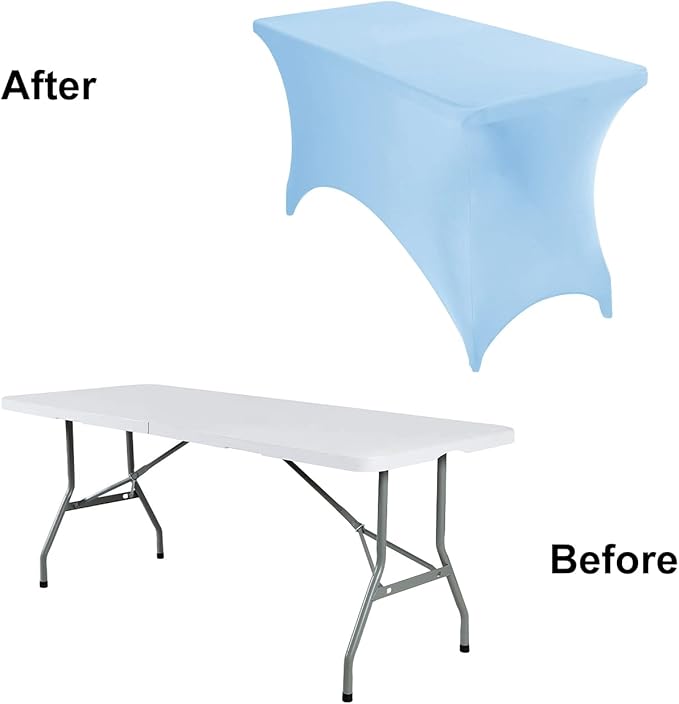 2Pack Spandex Waterproof Table Covers 4ft,Spandex 4ft Waterproof Table Cover for Party,Wedding, Banquet, and Events(Blue Mist)