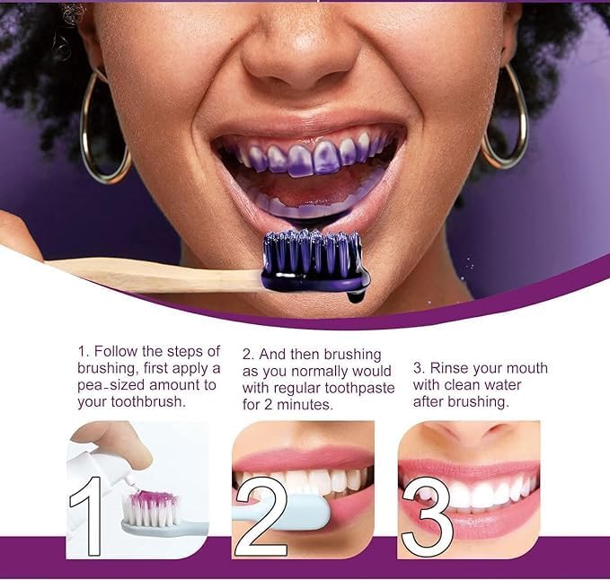 Purple Toothpaste for Teeth Whitening, Purple Whitening Toothpaste for Adults,Tooth Stain Remover Gel - Tooth Whitener Suitable for Smoking, Coffee, and Removing Dental Stone (2fl oz/60ml)