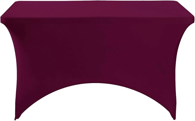 2Pack Spandex Table Cover for 4FT or 6ft or 9ft Table Universal Fitted Stretch Tablecloth for Party, Banquet, Wedding and Events-Burgundy