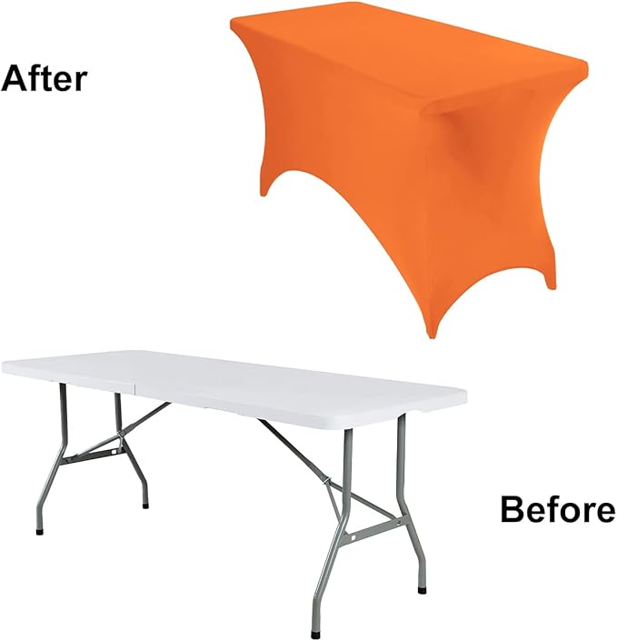 2Pack Spandex Waterproof Table Covers 4ft,Spandex 4ft Waterproof Table Cover for Party,Wedding, Banquet, and Events(Orange)