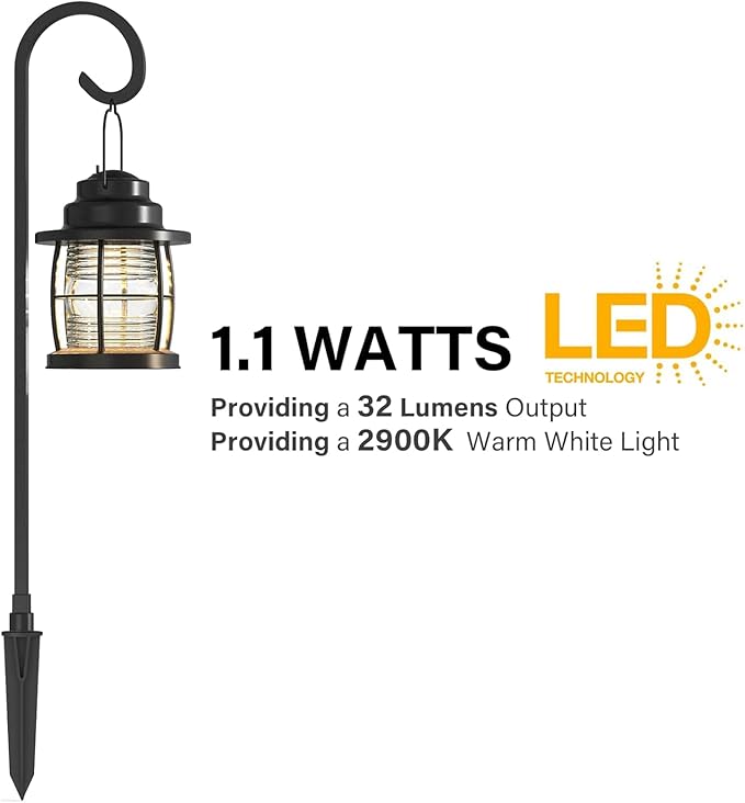 LED Pathway Lights 6 Pack, 1.1W Low Voltage Landscape Lighting Outdoor Harbor Collection 32 Lumen Dual Use Lights with Shepherd Hooks for Driveway, Yard, Garden, and Lawn