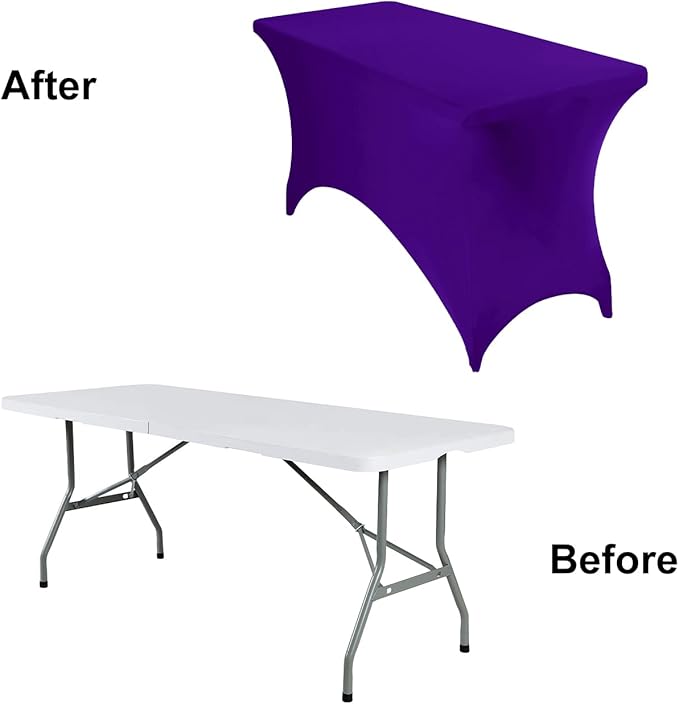 4Pack Spandex Waterproof Table Covers 4ft,Spandex 4ft Waterproof Table Cover for Party,Wedding, Banquet, and Events(Purple)
