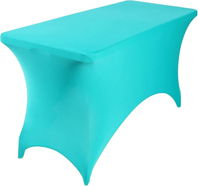 2Pack Spandex Waterproof Table Covers 4ft,Spandex 4ft Waterproof Table Cover for Party,Wedding, Banquet, and Events(Turquoise)