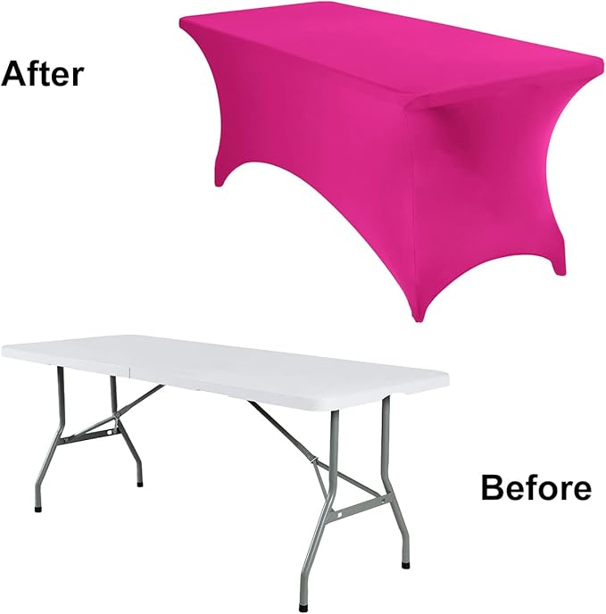 2Pack Spandex Waterproof Table Covers 6ft,Spandex 6ft Waterproof Table Cover for Party,Wedding, Banquet, and Events(Fuchsia)