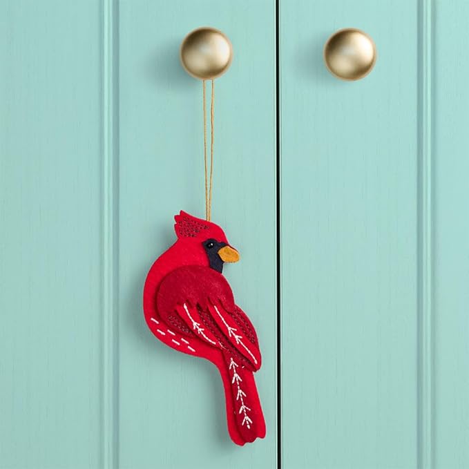 Lovepop Handmade Cheerful Cardinal HeartFelt Charm Card | Soft Felt Bird Keychain for Wallet, Handbag, Car Key, Home Decor | Ornaments, Bag Charms, Key Ring, Purse Accessories, Gift Toppers
