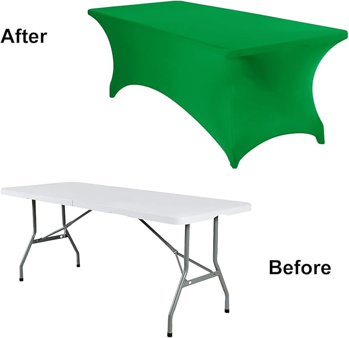 2Pack Spandex Waterproof Table Covers 8ft,Spandex 8ft Waterproof Table Cover for Party,Wedding, Banquet, and Events(Emerald)