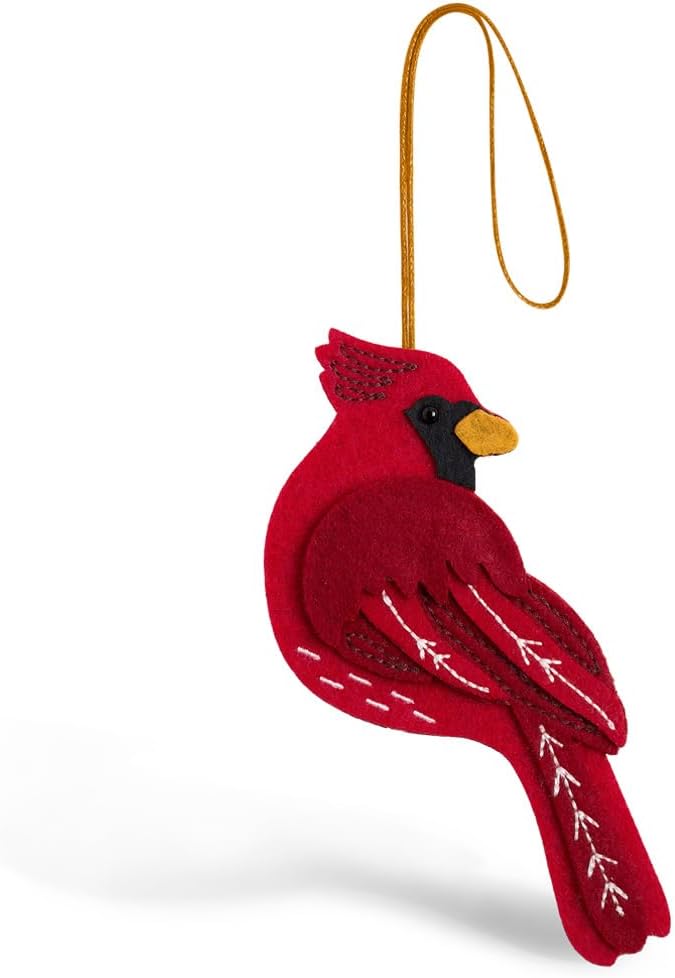 Lovepop Handmade Cheerful Cardinal HeartFelt Charm Card | Soft Felt Bird Keychain for Wallet, Handbag, Car Key, Home Decor | Ornaments, Bag Charms, Key Ring, Purse Accessories, Gift Toppers
