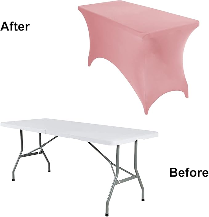 4Pack Spandex Waterproof Table Covers 4ft,Spandex 4ft Waterproof Table Cover for Party,Wedding, Banquet, and Events(Dusty Pink)