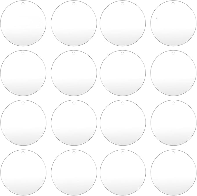 100pcs with Holes 1inch Blank Mini Acrylic Round Sheets, 2mm Thick Clear Circular Blank Tags for DIY Mini Pendant Jewelry Crafts Making Materials