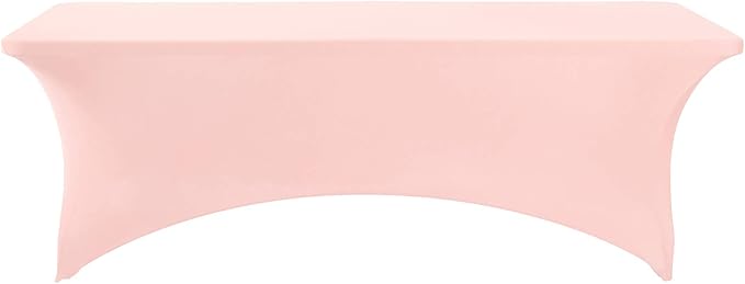 2Pack Spandex Table Cover for 8FT or 4ft or 6ft Table Universal Fitted Stretch Tablecloth for Party, Banquet, Wedding and Events-Blush Pink