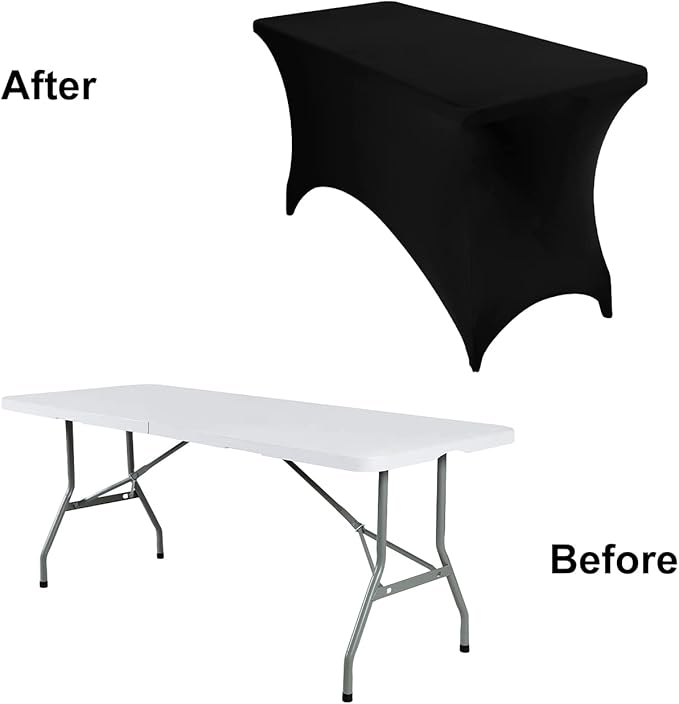 2Pack Spandex Waterproof Table Covers 4ft,Spandex 4ft Waterproof Table Cover for Party,Wedding, Banquet, and Events(Black)