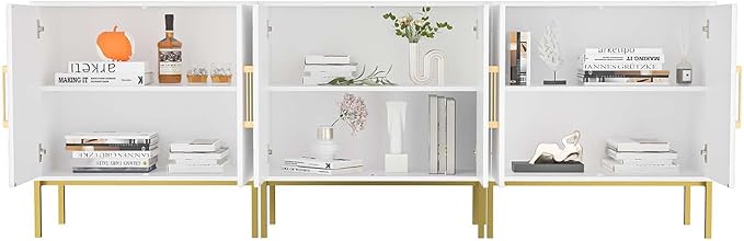 LYNSOM TV Stand for 85 Inch TV, Wood Entertainment Center with Storage Cabinet, TV Cabinet Black, Long Console Table for Living Room, Bedroom