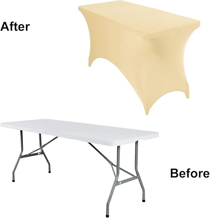 2Pack Spandex Waterproof Table Covers 4ft,Spandex 4ft Waterproof Table Cover for Party,Wedding, Banquet, and Events(Champagne)
