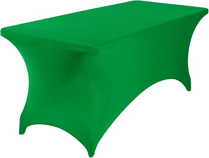 2-Pack Spandex Waterproof Tablecloths, 6FT, Emerald, Stretchable, Stain Resistant, All-Season, Wedding, Table Covers for Party, Wedding, Banquet, Events