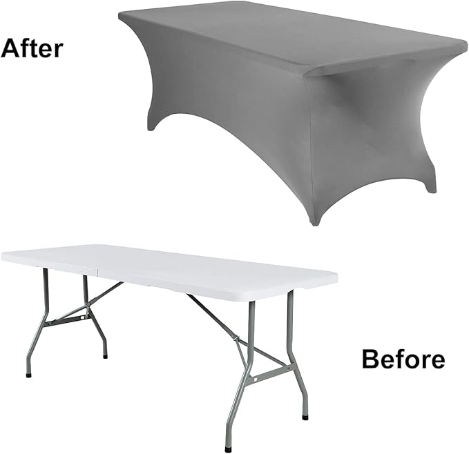 2Pack Spandex Waterproof Table Covers 8ft,Spandex 8ft Waterproof Table Cover for Party,Wedding, Banquet, and Events(Gary)