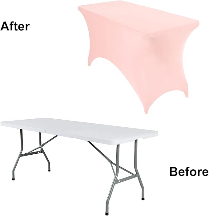 2Pack Spandex Waterproof Table Covers 4ft,Spandex 4ft Waterproof Table Cover for Party,Wedding, Banquet, and Events(Blush Pink)