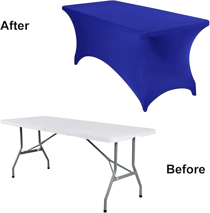 2Pack Spandex Waterproof Table Covers 6ft,Spandex 6ft Waterproof Table Cover for Party,Wedding, Banquet, and Events(Royal Blue)