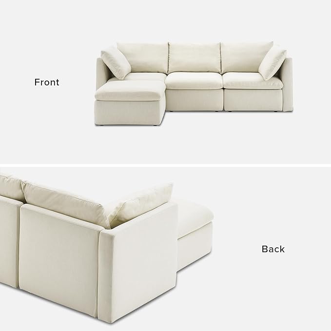 mopio Oversized Modular Sectional Sofa with Fully Removable Covers and Storage, Convertible U, L-Shaped and Sleeper Sectional, Modern Couches with Ottoman Chaise (Oat Fabric, 4 Seats, L)