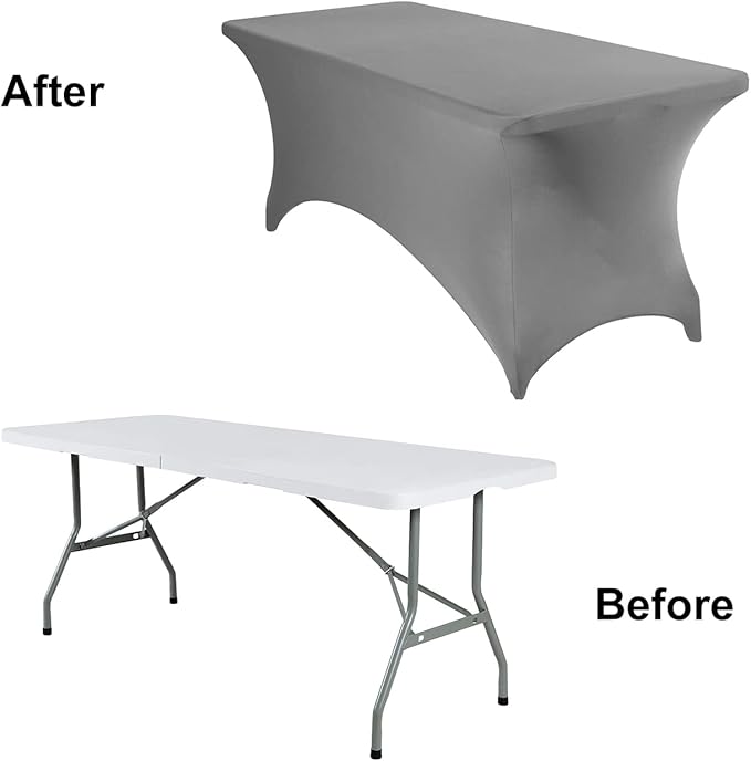 2Pack Spandex Waterproof Table Covers 6ft,Spandex 6ft Waterproof Table Cover for Party,Wedding, Banquet, and Events(Gary)
