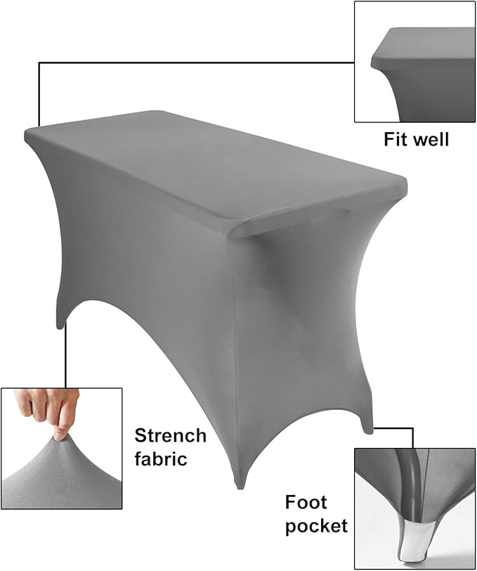 2Pack Spandex Waterproof Table Covers 4ft,Spandex 4ft Waterproof Table Cover for Party,Wedding, Banquet, and Events(Gary)