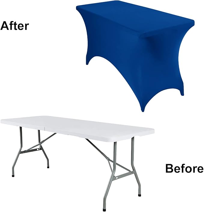 2Pack Spandex Waterproof Table Covers 4ft,Spandex 4ft Waterproof Table Cover for Party,Wedding, Banquet, and Events(Classicbule)