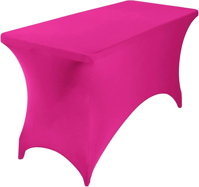 2Pack Spandex Waterproof Table Covers 4ft,Spandex 4ft Waterproof Table Cover for Party,Wedding, Banquet, and Events(Fuchsia)