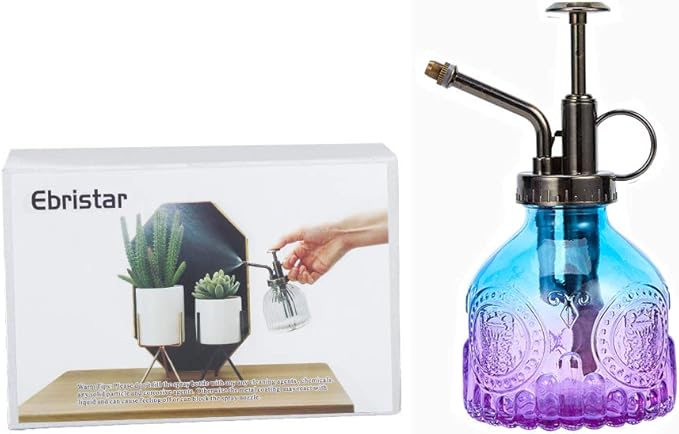 Glass Plant Mister Spray Bottle, Vintage Plant Spritzer, Succulent Watering Bottle with Top Pump, Small Plant Sprayer Mister Watering Can for Indoor Outdoor House Plant - Blue Purple Gradient