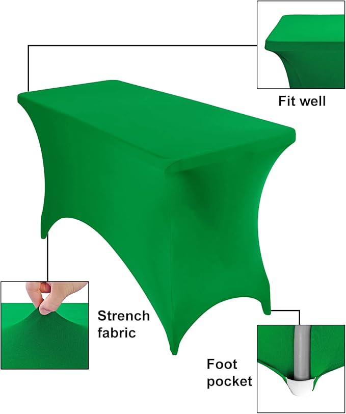 2Pack Spandex Waterproof Table Covers 4ft,Spandex 4ft Waterproof Table Cover for Party,Wedding, Banquet, and Events(Emerald)