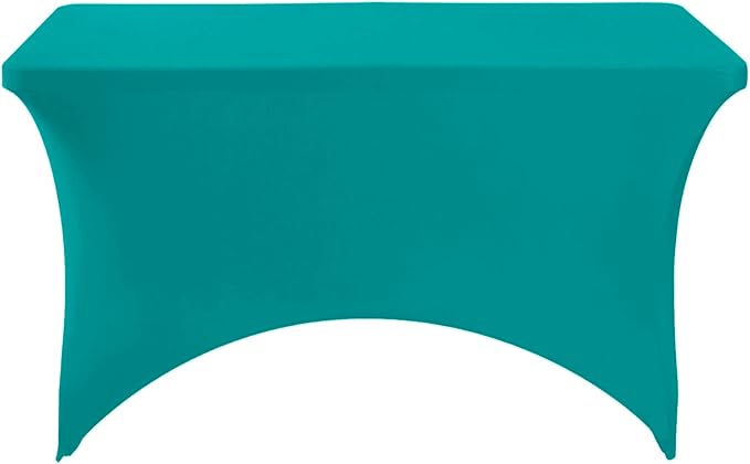 2Pack Spandex Table Cover for 4FT or 6ft or 9ft Table Universal Fitted Stretch Tablecloth for Party, Banquet, Wedding and Events-Turquoise