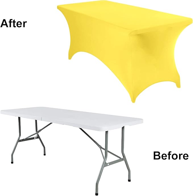2Pack Spandex Waterproof Table Covers 6ft,Spandex 6ft Waterproof Table Cover for Party,Wedding, Banquet, and Events(Yellow)