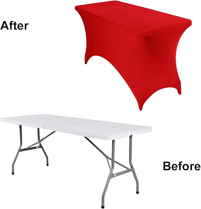 4Pack Spandex Waterproof Table Covers 4ft,Spandex 4ft Waterproof Table Cover for Party,Wedding, Banquet, and Events(Red)