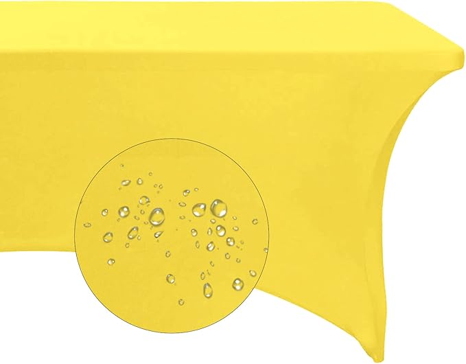 4Pack Spandex Waterproof Table Covers 6ft,Spandex 6ft Waterproof Table Cover for Party,Wedding, Banquet, and Events(Yellow)